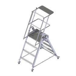 Телескопическая стремянка с траверсой и калиткой ALUR ЛТ-2,4-4,5ГТ - фото 297538