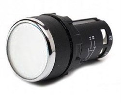 Нажимная моноблочная кнопка EMAS белая 22 мм, IP 40 (1НО+1НЗ) MB102DB - фото 324685