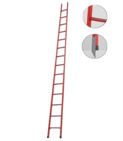 Лестница стеклопластиковая приставная Оникс ЛСП-5,1АМ металлические оконцеватели, с абразивным покрытием ступеней h=5100мм - фото 419223