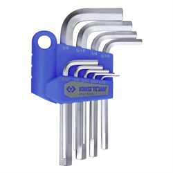 Набор Г-образных шестигранников 1/16"-3/8", дюймовые, короткие, 9 предметов KING TONY 20219SR Tony - фото 678126