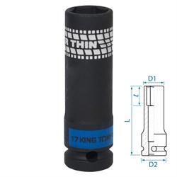 Головка торцевая ударная глубокая 1/2", 17 мм, тонкостенная KING TONY 441517M TONY - фото 679997