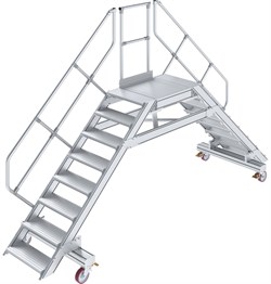 Переход Krause 827548 с платформой 625 мм 2x8 ступеней 45° алюминиевый, передвижной - фото 692590