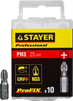 Биты Stayer "Professional-Profix" PH3 25мм 10шт 26201-3-25-10_z01 - фото 86196