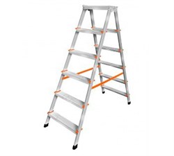 Двухсторонняя алюминиевая стремянка Эйфель Дуэт 206 2х6 - фото 96722