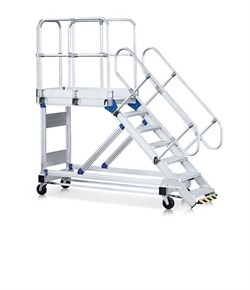 Алюминиевый трап с платформой Zarges Z600 передвижной 800мм 11 ступеней 45° 40259657 - фото 99465