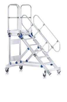 Алюминиевый трап с платформой Zarges Z600 передвижной 800мм 17 ступеней 45° 40259796 - фото 99543