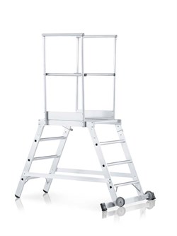 Передвижная лестница с платформой Zarges Z600 двухсторонняя, 6 ступеней 40076 - фото 99788